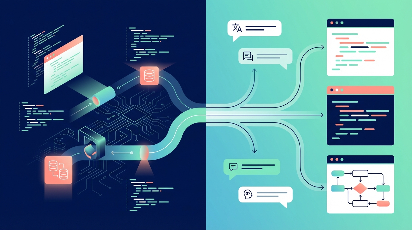 AI-powered transformation of data engineering - from complex technical workflows to streamlined natural language development, perfectly representing Snowflake Cortex Code's value proposition.